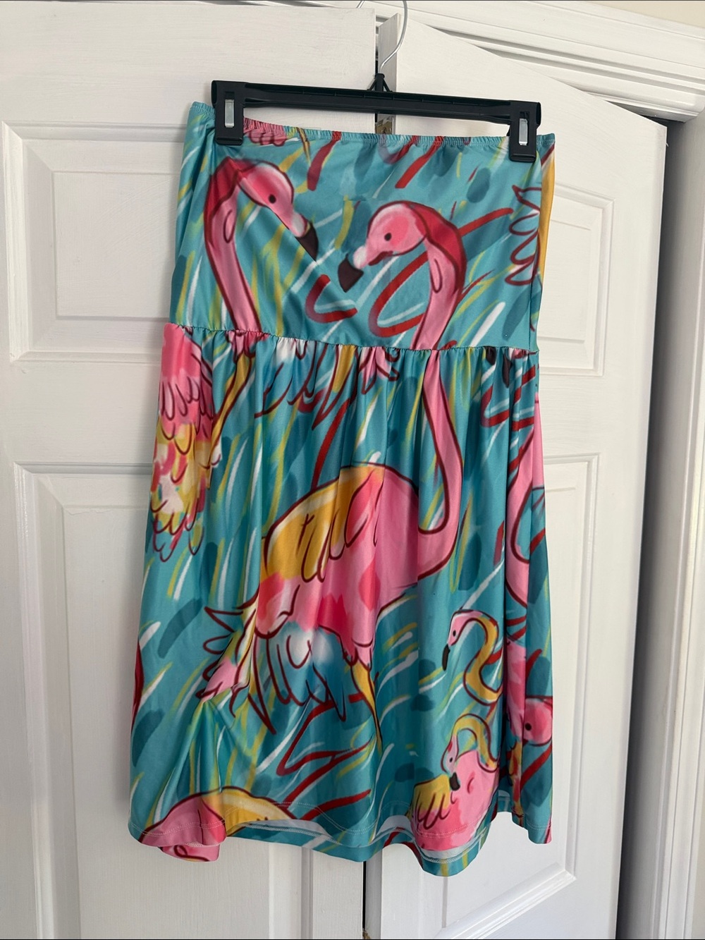 Turquoise & Pink Flamingo Swim Coverup Skirt